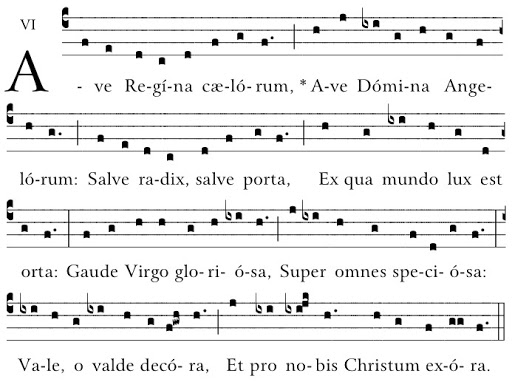 Salve Regina Coelorum en gregoriano con punctum quadratum