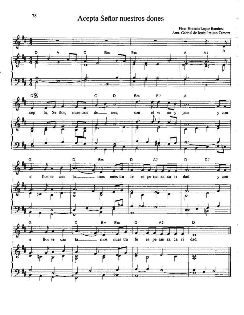 Partitura Acepta Señor nuestros dones